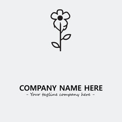 Flower illustration black and white for logo company vector image