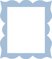 Elegant Blue Rectangular Frame with Scalloped Edges