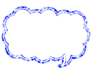 ステンドグラス風吹き出し　三角形模様　細長い雲形
