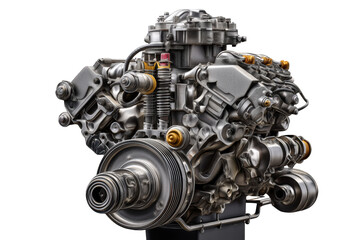 Detailed Close Up Of A Gray Industrial Engine isolated on transparent background 