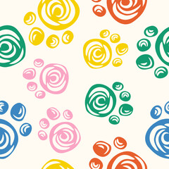 Cute paw pattern background vector design
