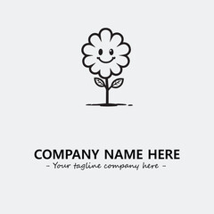 Obraz premium Flower illustration black and white for logo company vector image