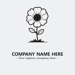 Flower illustration black and white for logo company vector image