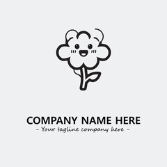 Flower illustration black and white for logo company vector image