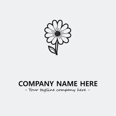 Flower illustration black and white for logo company vector image