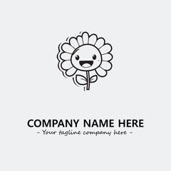 Flower illustration black and white for logo company vector image