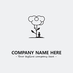 Flower illustration black and white for logo company vector image