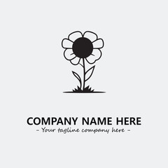 Flower illustration black and white for logo company vector image