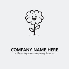Flower illustration black and white for logo company vector image