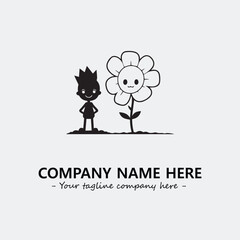 Flower illustration black and white for logo company vector image