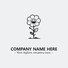 Flower illustration black and white for logo company vector image