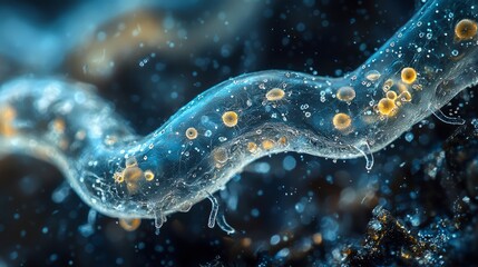 Obraz premium Intricate Close-Up of a Transparent Microorganism in Aquatic Environment