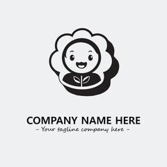 Flower illustration black and white for logo company vector image