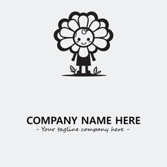 Flower illustration black and white for logo company vector image