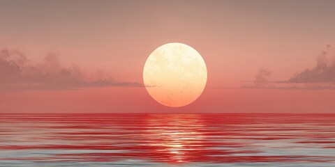 Obraz premium Serene sunset over a tranquil ocean.