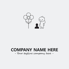 Flower illustration black and white for logo company vector image