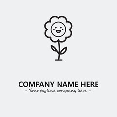 Flower illustration black and white for logo company vector image