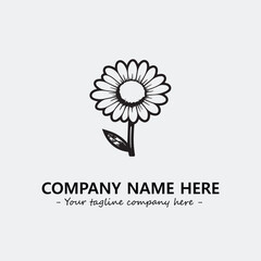 Flower illustration black and white for logo company vector image