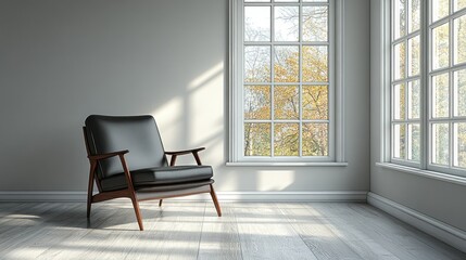 Fototapeta premium Modern, minimalist living room with armchair