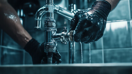 Plumber Fixing a Leaking Pipe