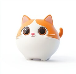 Naklejka premium Adorable Orange and White Cartoon Cat 3D Render