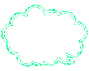 ステンドグラス風吹き出し　三角形模様　丸みのある雲形