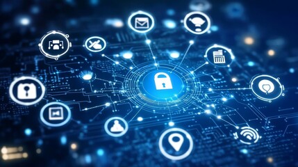 Obraz premium Cybersecurity Network System Design