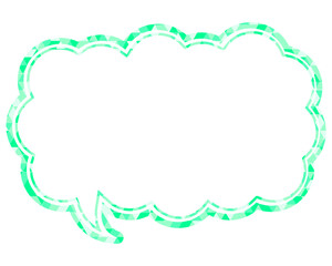 ステンドグラス風吹き出し　三角形模様　細長い雲形