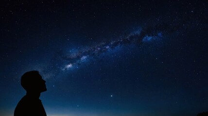 Starry Nightscape Exploration: Silhouette Stargazing Under a Vast Cosmos