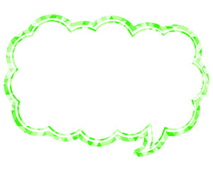 ステンドグラス風吹き出し　三角形模様　細長い雲形