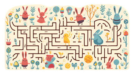 Creative Vector Cartoon Illustration of Children Enjoying Easter Festivities