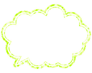 ステンドグラス風吹き出し　三角形模様　丸みのある雲形