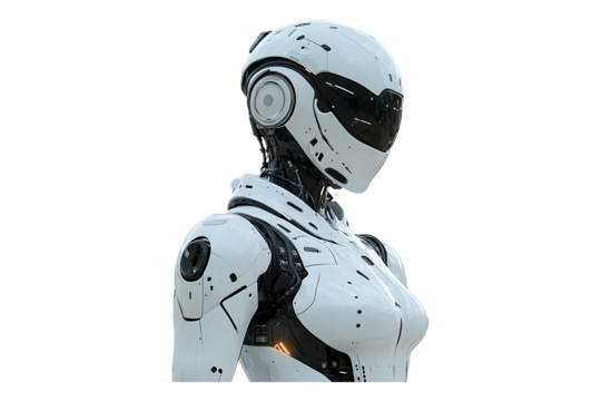 Lady robot isolated on transparent background