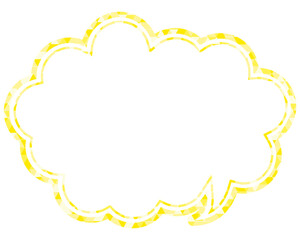 ステンドグラス風吹き出し　三角形模様　丸みのある雲形