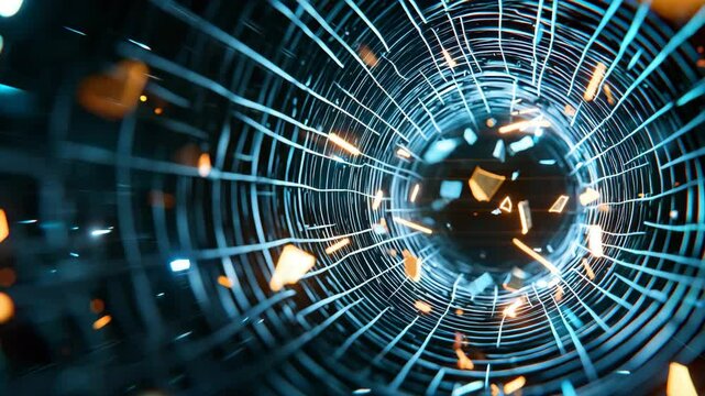 Abstract Digital Art of Bright Particles in Black Space Environment