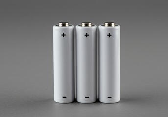 Three aa battery mockup on a gray background