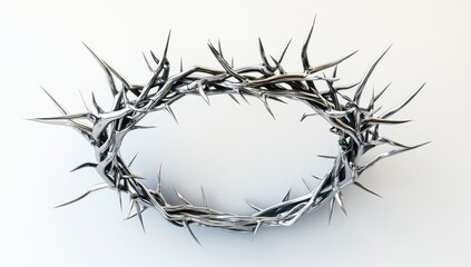 Grayscale Crown of Thorns on White Background