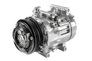 Gray Metal Automotive Air Conditioning Compressor On Transparent Background