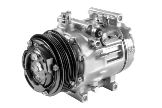 Gray Metal Automotive Air Conditioning Compressor On Transparent Background