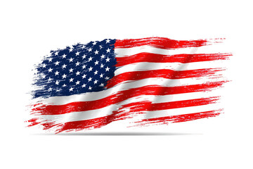 Grunge Textured National Flag With Red White And Blue Stripes On Transparent Background