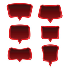Red warp media speech symbols set