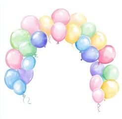 Pastel Watercolor Balloons Arch A Gentle Celebration Illustration
