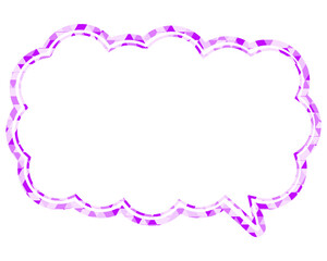 ステンドグラス風吹き出し　三角形模様　細長い雲形