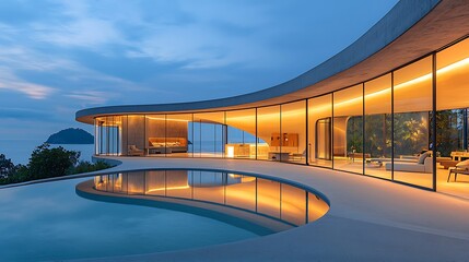 Obraz premium Modern coastal home with infinity pool