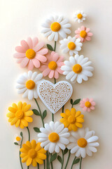 Obraz premium retro paper daisies tag
