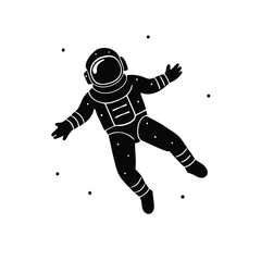 isolated astronaut floating in weightlessness on white background