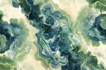 Naklejka premium Abstract swirling patterns of teal and olive green.