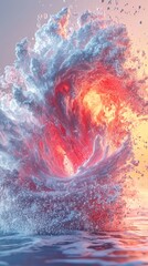 Fototapeta premium Abstract depiction of a dynamic, exploding wave.