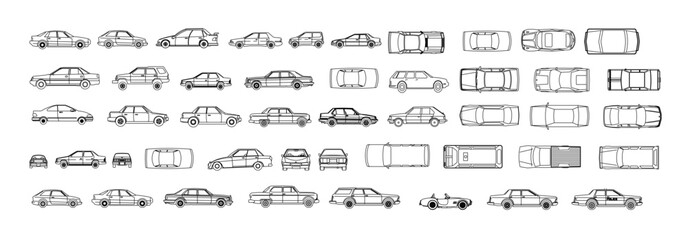 Minimalist black and white car icon in vector format, perfect for apps, maps, transport UI, and infographic design.