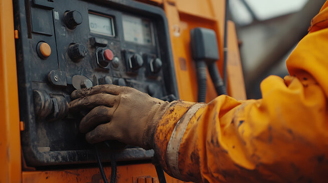 Operator's Hand on Industrial Machine Controls